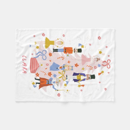 Nutcracker Roze kerstboom Fleece Deken (Voorkant (Horizontaal))