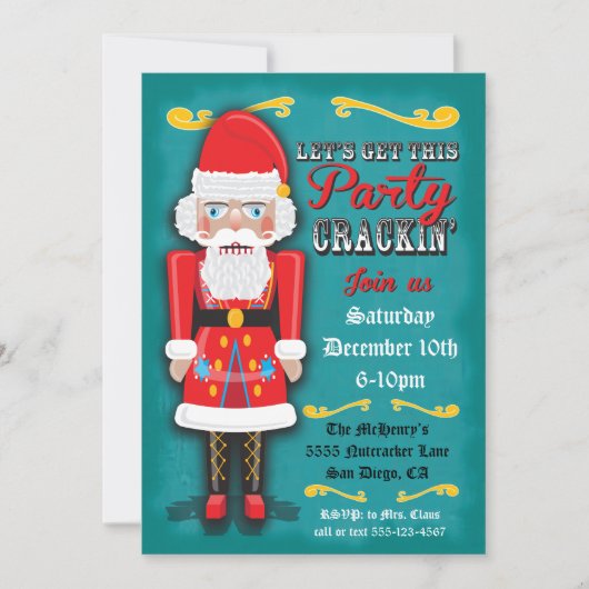 Nutcracker SantaHoliday Christmas Party Invitation (Devant)