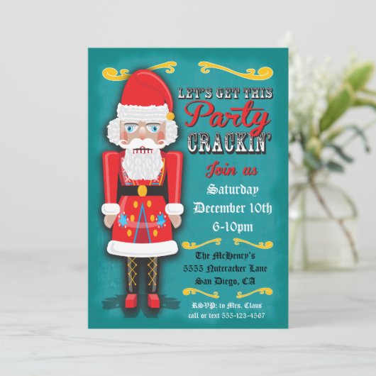 Nutcracker SantaHoliday Christmas Party Invitation (Debout devant)