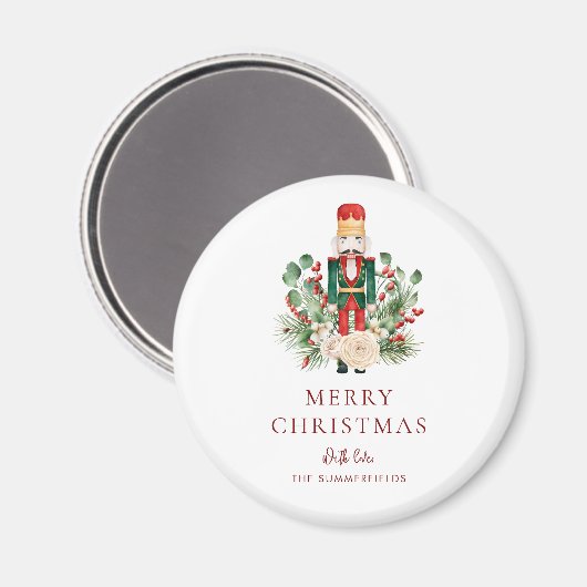 Nutcracker Script Greenery Christmas Holiday Magneet (Voorkant / Achterkant)