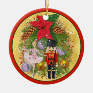 Nutcracker Soldier Sugar Plum Fairy Kerstmis Keramisch Ornament