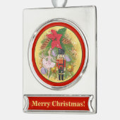 Nutcracker Soldier Sugar Plum Fairy Kerstmis Verzilverd Banner Ornament (Links)