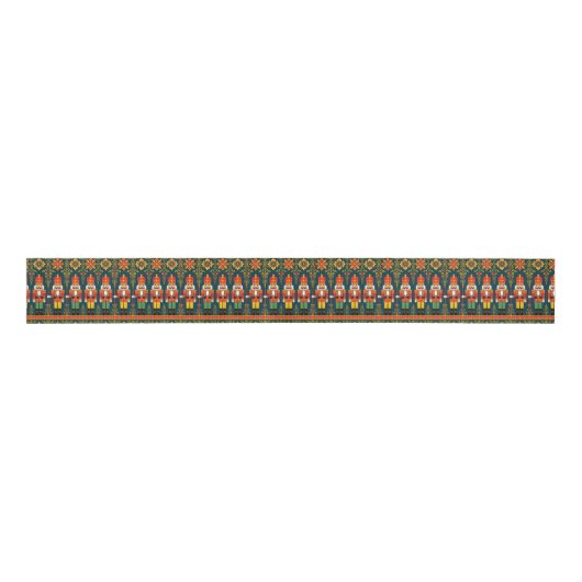 Nutcracker Soldiers Folk Art Christmas Ribbon Grosgrain Lint (Voorkant)