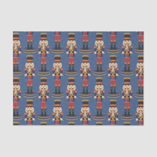 Nutcracker Speelgoed Soldier Drummer Blue Pattern Tissuepapier (Voorkant)