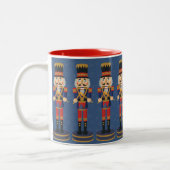 Nutcracker Speelgoed Soldier Drummer Blue Pattern Tweekleurige Koffiemok (Links)