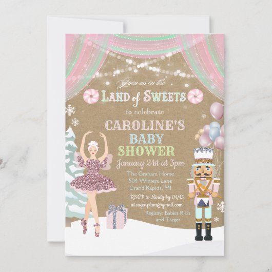 Nutcracker Sugar Plum Baby shower Invitation (Devant)