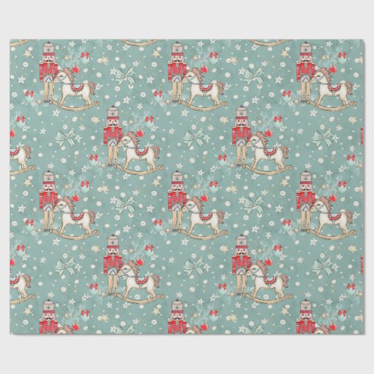 Nutcracker Suite Soldier Blue Wrapping Paper Cadeaupapier (Vlak)