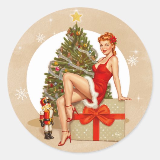 Nutcracker Sweet Retro Pinup Christmas Sticker (Voorkant)