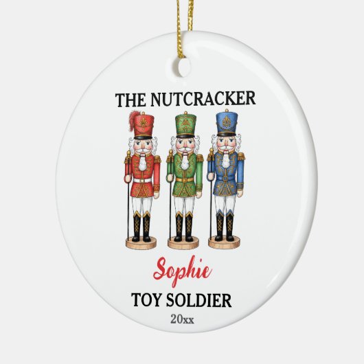 Nutcracker Toy Soldier Custom Name & Photo Keramisch Ornament (Links)