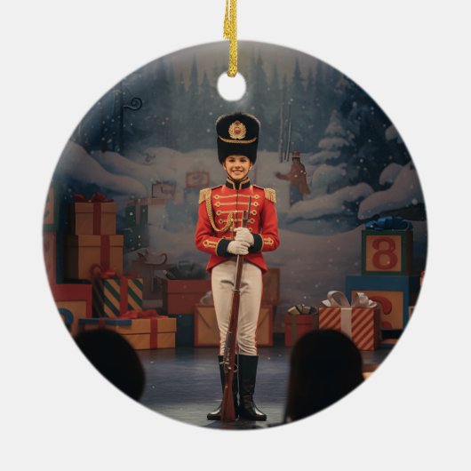 Nutcracker Toy Soldier Custom Name & Photo Keramisch Ornament (Achterkant)