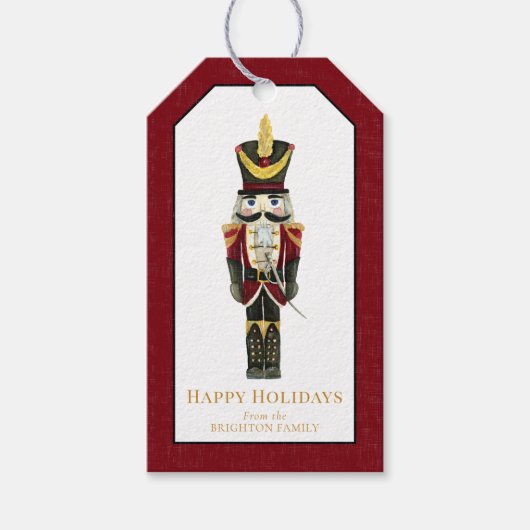 Nutcracker Traditional Christmas Personalized Red Cadeaulabel (Voorkant)