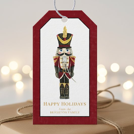 Nutcracker Traditioneel Kerstmis Persoonlijke Rode Cadeaulabel
