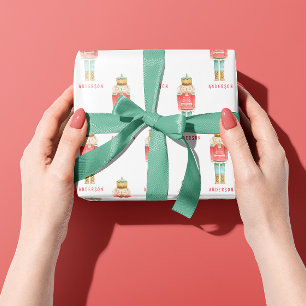 Nutcracker watercolor botanical cute Christmas son Cadeaupapier