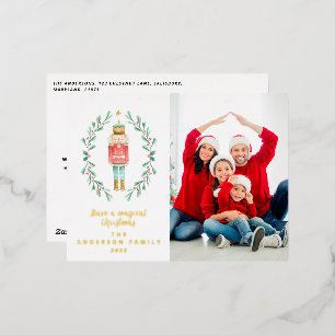 nutcracker waterverf één foto folie feestdagen briefkaart