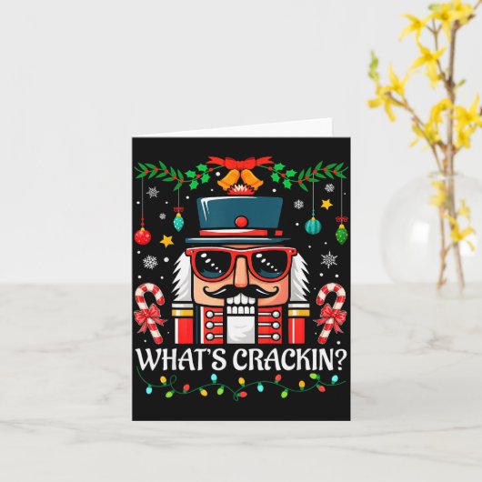Nutcracker What's Crackin Funny Christmas Men Wome Kaart (Gele Bloem)