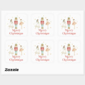 Nutcracker Winter Ballet Kerstmis Vierkante Sticker (Vel)