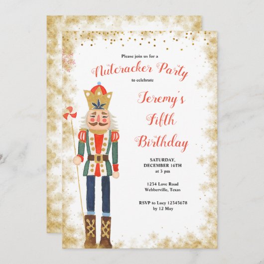 Nutcracker Winter Birthday Boy Invitation Kaart (Voorkant / Achterkant)