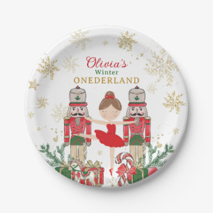 Nutcracker Winter Onederland 1e Verjaardag Rood Papieren Bordje