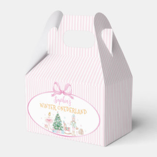 Nutcracker Winter Onederland Roze Strik Verjaardag Bedankdoosjes