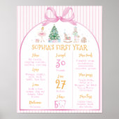 Nutcracker Winter Pink Bow Birthday Milestone Sign Poster (Voorkant)