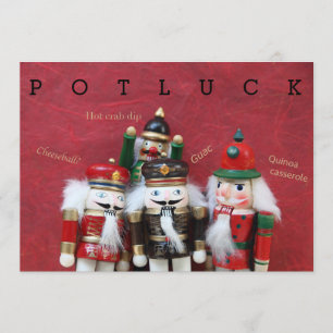 Nutcrackers groep op rode potluck kaart