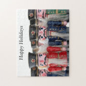 nutcrackers groep prettige feestdagen puzzel (Verticaal)