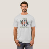 Nutcrackers Merry Kersttypografie T-shirt (Voorkant volledig)