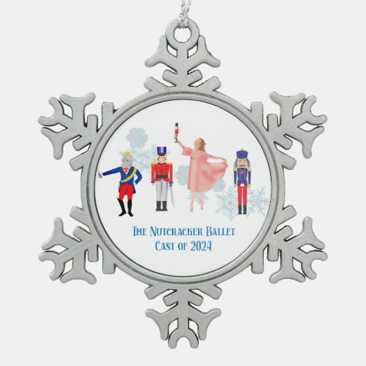 Nutcraker Ballet Cast Tin Sneeuwvlok Ornament (Voorkant)