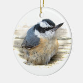Nuthatch kerstversier keramisch ornament (Links)