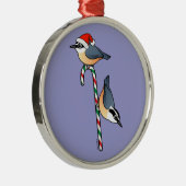 Nuthatch Santa Metalen Ornament (Rechts)