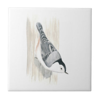Nuthatch Tile met witte borstkas Tegeltje
