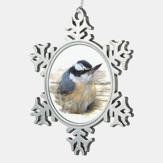 Nuthatch Tin Sneeuwvlok Ornament (Rechts)