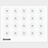 Nutical Blue Starfish Retouradres Ronde Sticker (Vel)