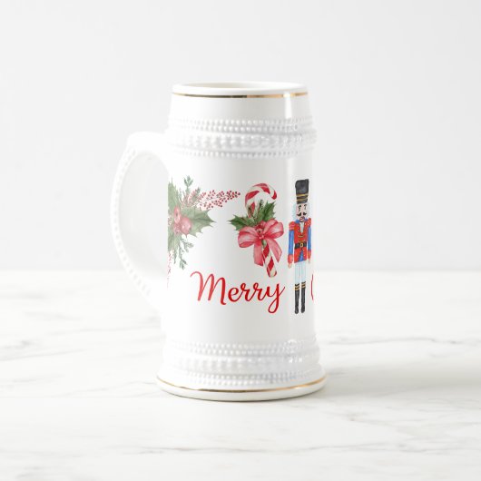 Nutkraker Kerststein Bierpul (Voorkant links)