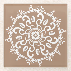 Nutmeg Mandala Glazen Onderzetter