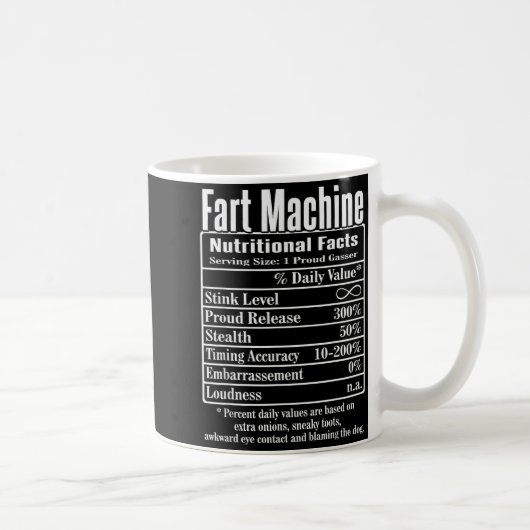 Nutrion Facts Fart Machine Dad Jokes Funny Farting Koffiemok (Rechts)