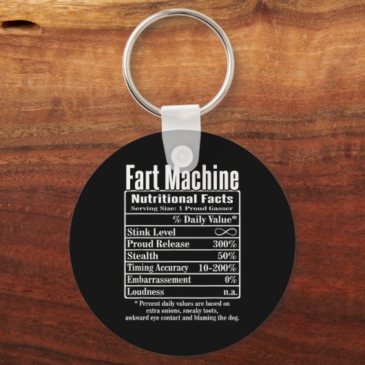 Nutrion Facts Fart Machine Dad Jokes Funny Farting Sleutelhanger (Voorkant)