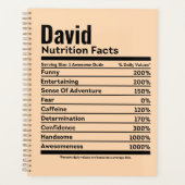 Nutrition Facts Funny Nom personnalisé David (Devant)