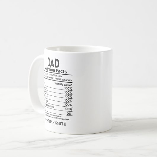 Nutritional Facts Dad, Funny Dad Mug (Devant gauche)