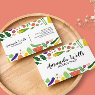 Nutritionist Chef Coach Unique Vegetables Art Visitekaartje