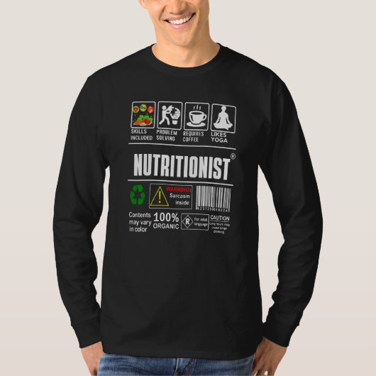 Nutritionist Label Skills Problem Solving Coffee Y T-shirt (Voorkant)