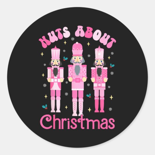Nuts About Christmas Nutcracker Funny Christmas Ronde Sticker (Voorkant)