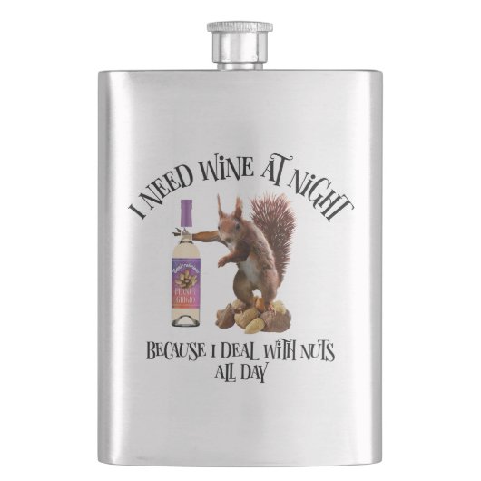 Nuts de hele dag - Funny Squirrel Wine Drinker Flacon (Voorkant)