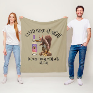 Nuts de hele dag - Funny Squirrel Wine Drinker Fleece Deken