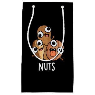 Nuts Funny Food Pun Dark BG Klein Cadeauzakje
