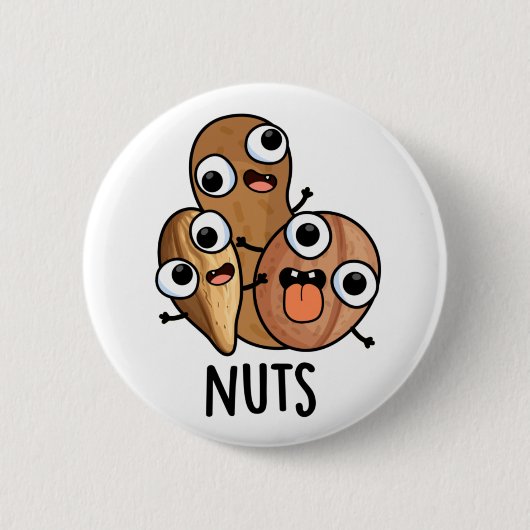 Nuts Funny Nutty Food Pun Ronde Button 5,7 Cm (Voorkant)