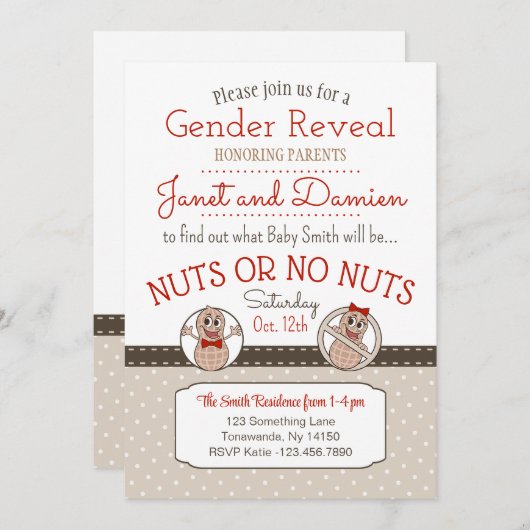 Nuts of No Nuts bewerkbaar Geslacht onthullen uitn Kaart (Voorkant / Achterkant)