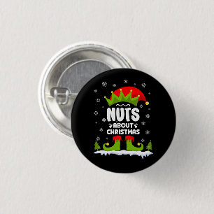 Nuts Over Kerstmis Grappig Kerstmiself Gift Ronde Button 3,2 Cm