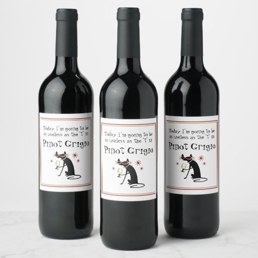 Nutteloos als de T in Pinot Grigio Grappig Wijn Etiket (Flessen)
