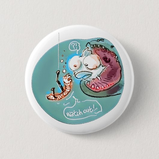nuttige regenworm op visbait grappige cartoon ronde button 5,7 cm (Voorkant)